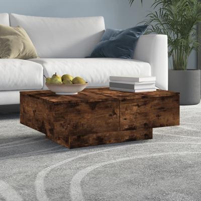 Salontafel 90x60x31 cm bewerkt hout gerookt eikenkleurig