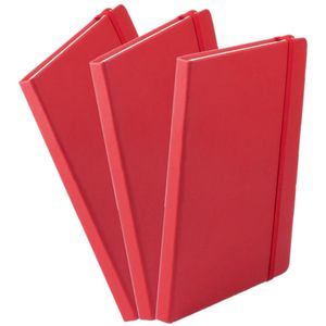 Set van 6x stuks luxe schriftjes/notitieboekjes rood met elastiek A5 formaat