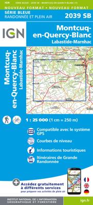 Wandelkaart - Topografische kaart 2039 SB - Serie Bleue Montcuq-en-Quercy-Blanc, Labastide-Marnhac | IGN - Institut Géographique National Wandelkaart - Topografische kaart 2039 SB - Serie Bleue Montcuq-en-Quercy-Blanc, Labastide-Marnhac | IGN - Institut Géographique National