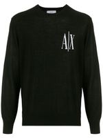 Armani Exchange pull en laine à logo intarsia - Noir