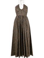 Matteau robe longue fleurie à dos-nu - Noir
