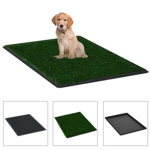 VidaXL Huisdierentoiletten 2 st met bak en kunstgras 76x51x3 cm groen
