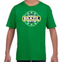Have fear Brazil is here / Brazilie supporter t-shirt groen voor kids - thumbnail