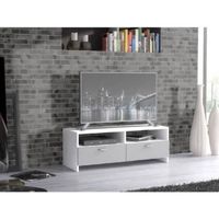 PILVI TV-meubel - Wit en matgrijs - Eigentijds - L 95 x D 36 x H 34,5 cm - thumbnail