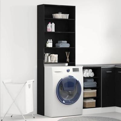 Wasmachinekast Zwart Eiken 64 x 24 x 190 cm 1 x Wasmachinekast