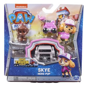 PAW Patrol Big Truck Pups - Skye-actiefiguur met reddingsdrone met klikbevestiging commandocentrumplatform en dierenvriendje