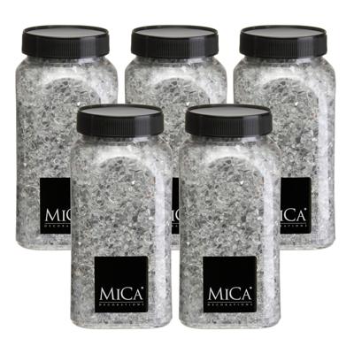 Mica Decorations decoratie stenen / granulaat - 5x - 650 ml - 1-2 mm - spiegel glas