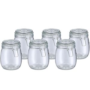 Voorraadpot/bewaarpot Alfie - 6x - 750 ml - glas - beugelsluiting - D11 x H14 cm