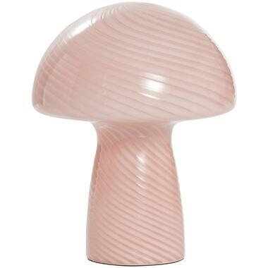 Tafellamp Fae - roze glas - E14 - 23xØ18 cm - Leen Bakker