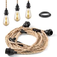 Vintage Hanglamp kit - 3-licht Linen Hanglamp met schakelaar 750 cm - Geschikt voor woonkamers en landhuizen - DIY kabel set met 3 x E27 lampfittingen - Geschikt voor lampenkappen Vintage Hanglamp kit - 3-licht Linen Hanglamp met schakelaar 750 cm - Geschikt voor woonkamers en landhuizen - DIY kabel set met 3 x E27 lampfittingen - Geschikt voor lampenkappen