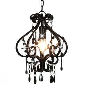 VidaXL Plafondlamp met kralen rond e14 zwart