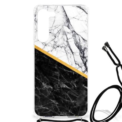 Samsung Galaxy S23 Plus Anti-Shock Hoesje Marmer Wit Zwart - Origineel Cadeau Man Samsung Galaxy S23 Plus Anti-Shock Hoesje Marmer Wit Zwart - Origineel Cadeau Man