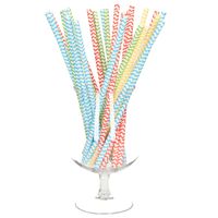 75x Duurzame papieren drinkrietjes gekleurd 20 cm