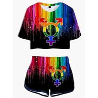 LGBT LGBTQ Regenboogvlag Outfits T-Shirt Korte broek Regenboog Grafisch Voor Dames Volwassenen Carnaval Maskerade 3D afdrukken Prideparade Trots maand Lightinthebox