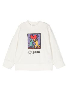 Palm Angels Kids x Keith Haring sweat en coton à patch logo - Blanc