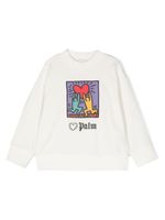 Palm Angels Kids x Keith Haring sweat en coton à patch logo - Blanc - thumbnail