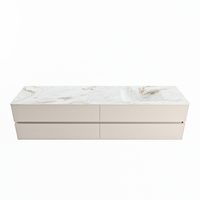 MONDIAZ VICA-DLUX 200cm badmeubel onderkast Linen 4 lades. Inbouw wastafel CLOUD rechts 1 kraangat, kleur Frappe.