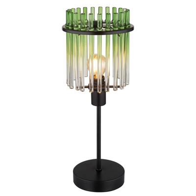 Globo Zwarte tafellampGorley met groen glas Ø 15cm - 15698TG