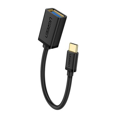 UGREEN 13cm USB 3.0 Female naar USB-C / Type-C Male OTG-Converter Adapter kabel (zwart)