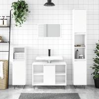 Badkamerkast 80x33x60 cm bewerkt hout hoogglans wit