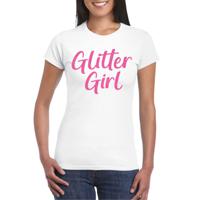 Verkleed T-shirt voor dames - glitter girl - wit - glitter and glamour - carnaval/themafeest - thumbnail