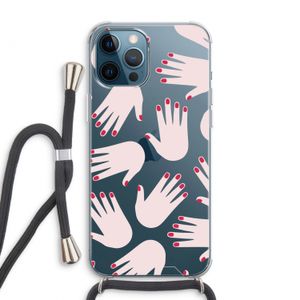 Hands pink: iPhone 12 Pro Max Transparant Hoesje met koord