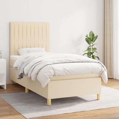 Boxspring met matras stof crèmekleurig 90x200 cm