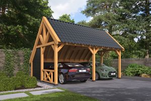 Kapschuur Billund XXL Type 2 Red Class Wood 700x512 cm - zwart gespoten- Kapschuurdak- Hout- Tuindeco