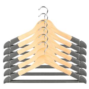 Kledinghangers Nordic - grijs - 12x stuks - hout