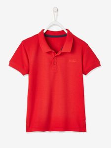 Poloshirt met korte mouwen voor jongens met borduurwerk op de borst rood