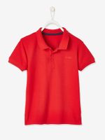 Poloshirt met korte mouwen voor jongens met borduurwerk op de borst rood - thumbnail
