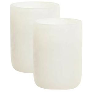 Badkamer tandenborstelhouder / drinkbeker - 2x - polyresin - marmer look wit - 10 cm