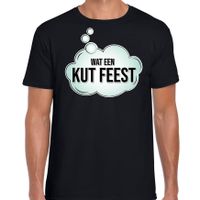 Wat een kut feest fun tekst t-shirt / shirt zwart voor heren