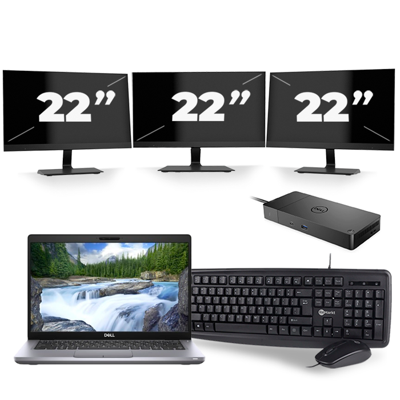 Dell Latitude 5411 - Intel Core i5-10e Generatie - 14 inch - 16GB RAM - 256GB SSD - Windows 11 + 3x 22 inch Monitor