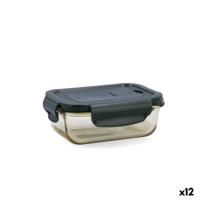 Hermetische Lunchtrommel Bidasoa Infinity Rechthoekig 370 ml Geel Glas (12 Stuks)