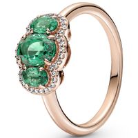 Pandora 180057C01 Ring Three Stone Vintage zilver-zirconia-kristal rosekleurig-groen-wit - thumbnail