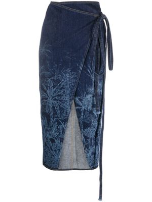 Alanui jupe Jungle Toile de Jouy en jean - Bleu