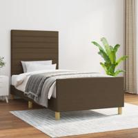 Bedframe zonder matras 90x190 cm stof donkerbruin