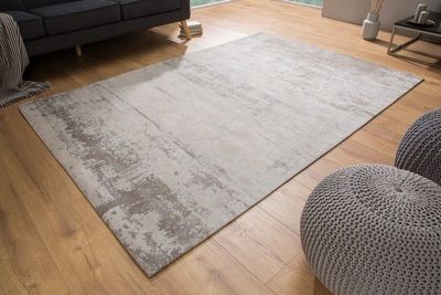 Vintage katoenen tapijt MODERN ART 240x160cm beige grijs gewassen used look - 38763