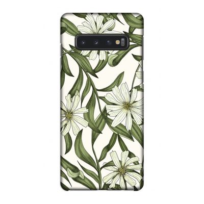 Wit bloemenpatroon: Samsung Galaxy S10 4G Volledig Geprint Hoesje