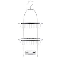 Tendance Hangend Doucherekje met zeep bakje - zilver - 3-laags - 26 x 63 cm - metaal - zonder boren Tendance Hangend Doucherekje met zeep bakje - zilver - 3-laags - 26 x 63 cm - metaal - zonder boren
