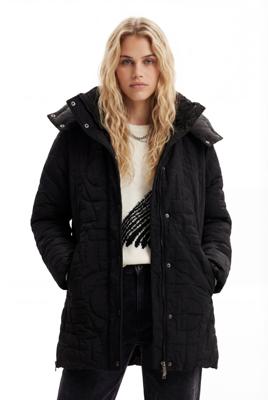 Gewatteerde jas met ritsen - BLACK - XXL