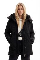 Gewatteerde jas met ritsen - BLACK - XXL - thumbnail