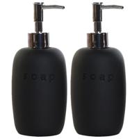 Items Zeeppompje - 2x - keramiek - zwart - 18 cm - navulbaar - toilet/badkamer