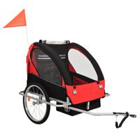 VidaXL Fietstrailer en kinderwagen 2-in-1 zwart en rood