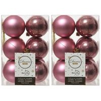 24x Kunststof kerstballen glanzend/mat oud roze 6 cm kerstboom versiering/decoratie   -