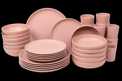 36 delige serviesset - 6 persoons - Madeira - roze - Portugees stoneware
