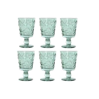 Set van bekers Home ESPRIT Turkoois Kristal 345 ml (6 Stuks)