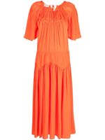 Marni robe mi-longue en soie à fronces - Orange