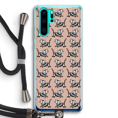 Zwarte poes: Huawei P30 Pro Transparant Hoesje met koord
